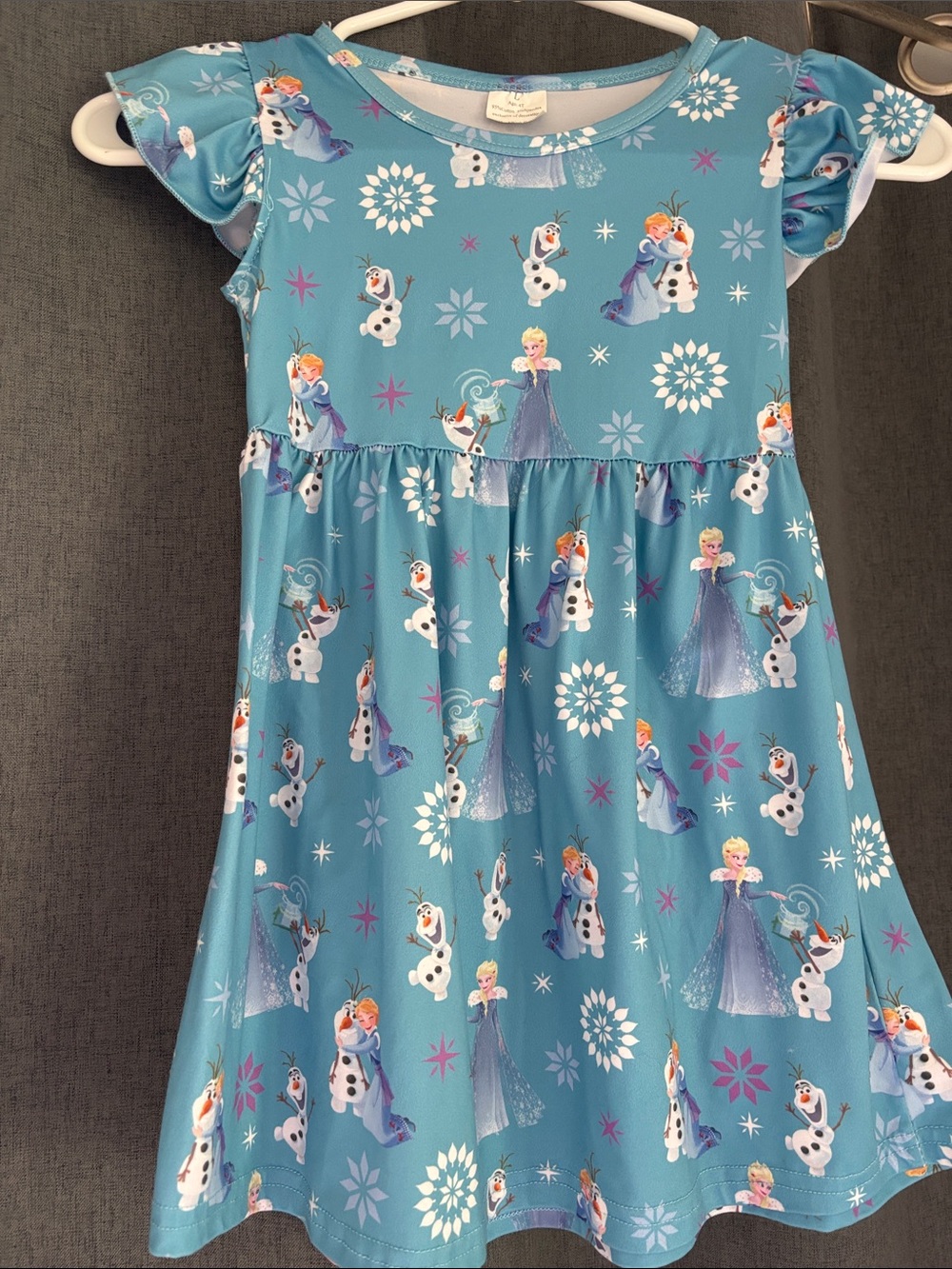 Source Unknown Blue Frozen Character Flutter-Sleeve Dress